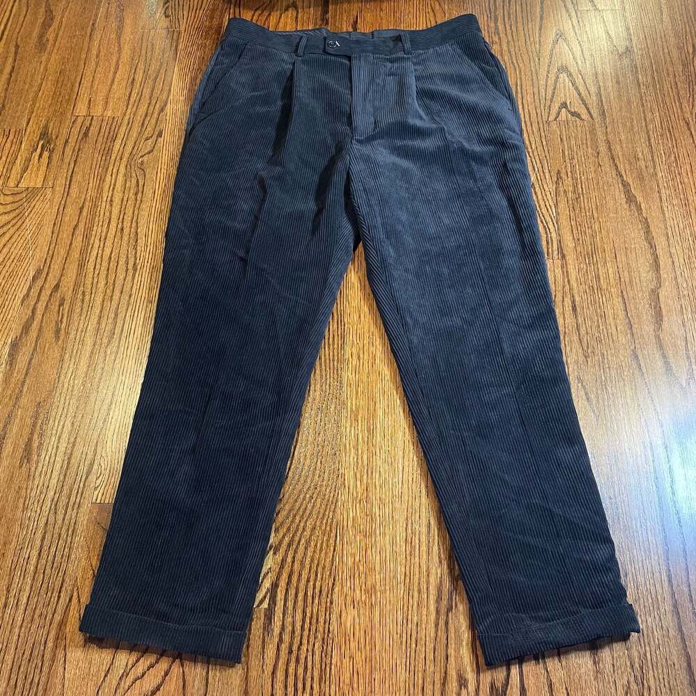 LU Linea Uomo Black Corduroy Trousers Size 38x30